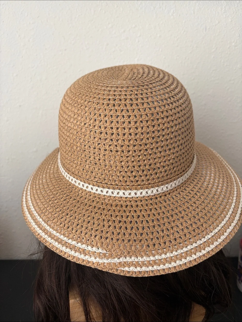 Magid Brown Straw Sun Hat with White Trim