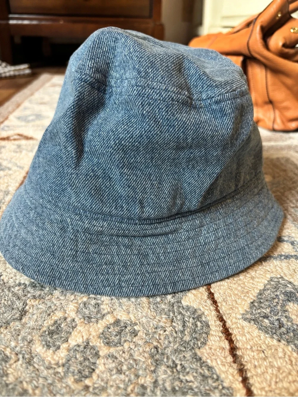 ANINE BING Denim Blue Logo Bucket Hat
