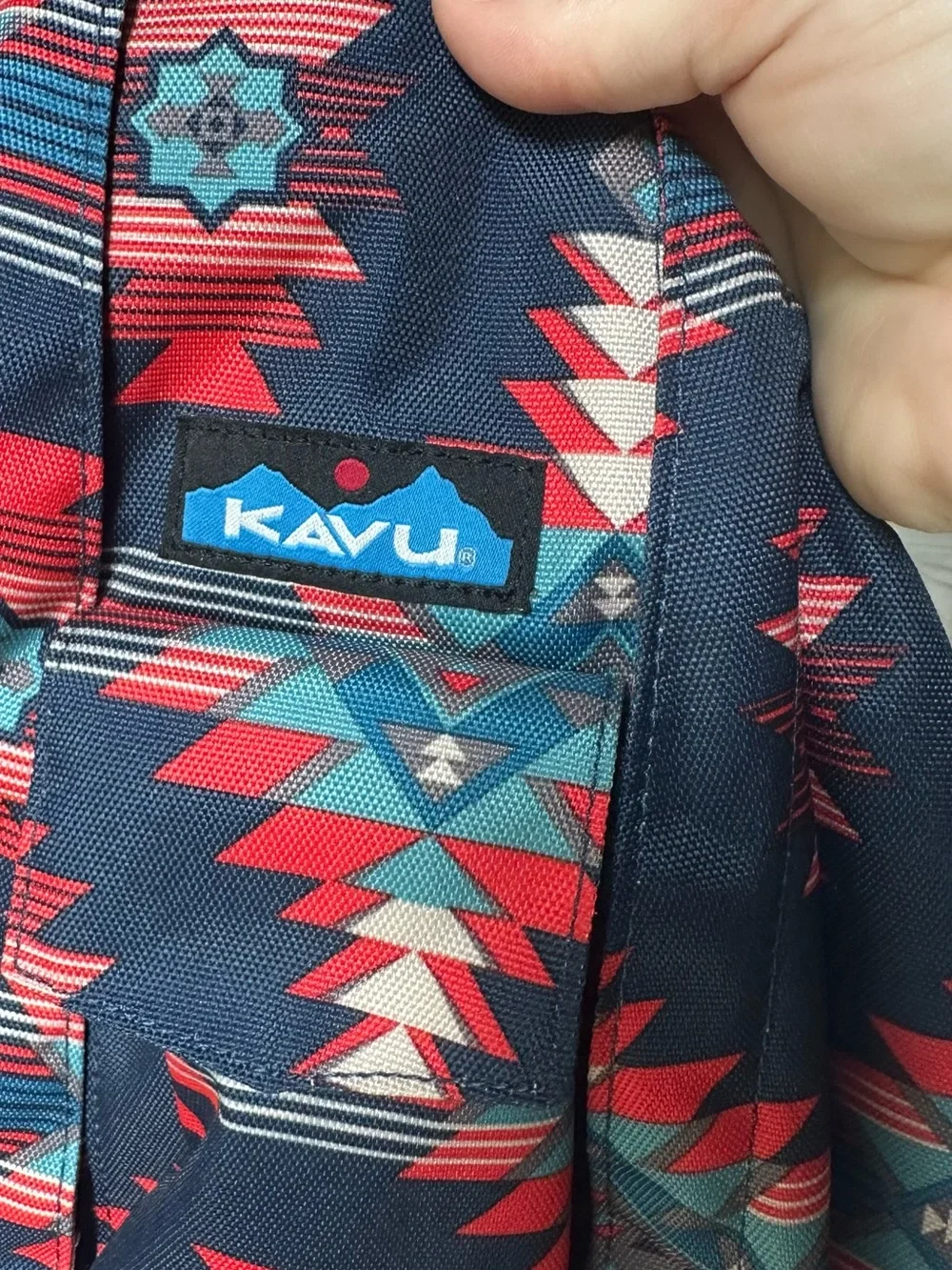 Kavu Navy Red Teal Aztec Sling Bag