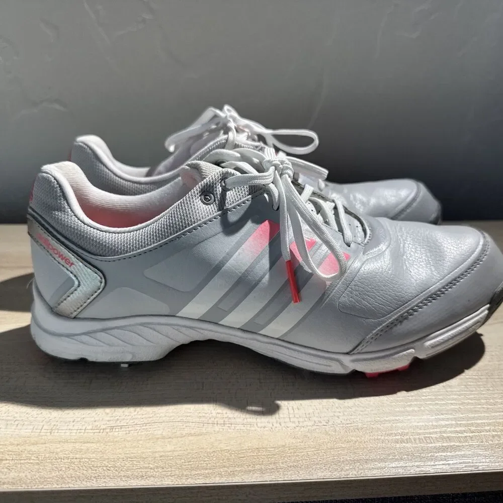 Adidas Shoes Womens 8 FitFoam Traxion Golf Cleats Sneakers Gray Pink Lace Up