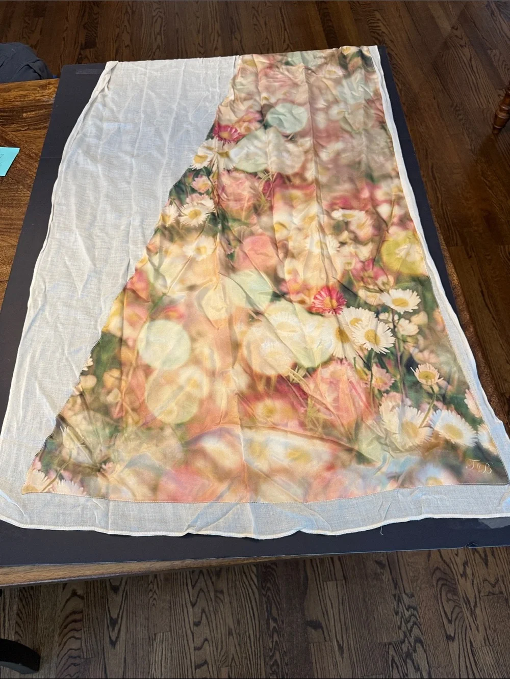 Ted Baker London Floral Watercolor Scarf in Cream, Pink, Green and Yellow