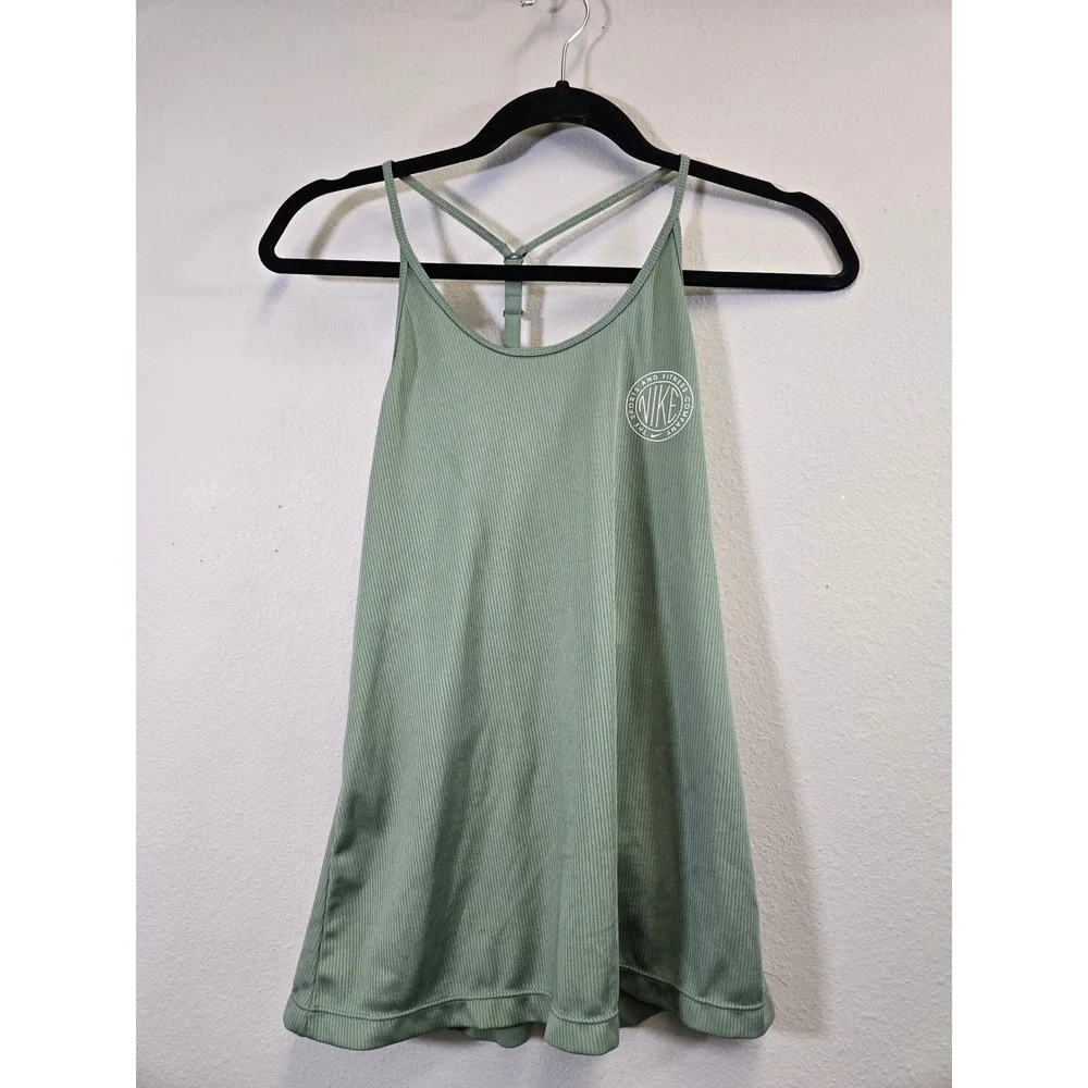 Nike Dri-FIT Ribbed Athletic Training Racerback Tank Top Sage Green Medium
