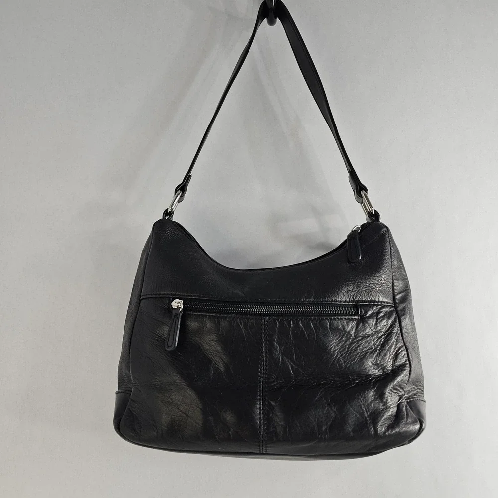 Croft&Barrow Women's Leather Shoulder Bag Purse Black Silver Hardware