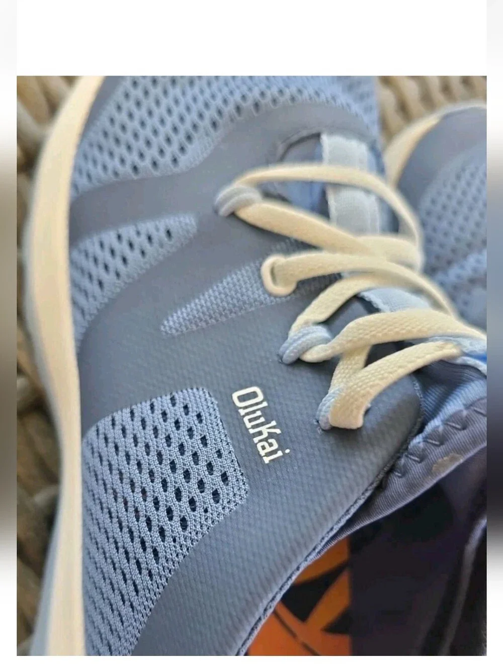 OluKai Womens Huia No Tie Slip On Trainer Sneaker Sz 8 Vintage Blue Sea Ice