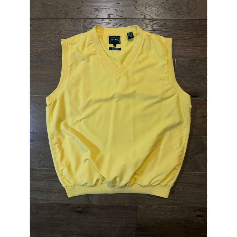 Bolle Golf Mens Yellow Windbreaker Vest V-Neck Water Resistant‎ Large RN91870