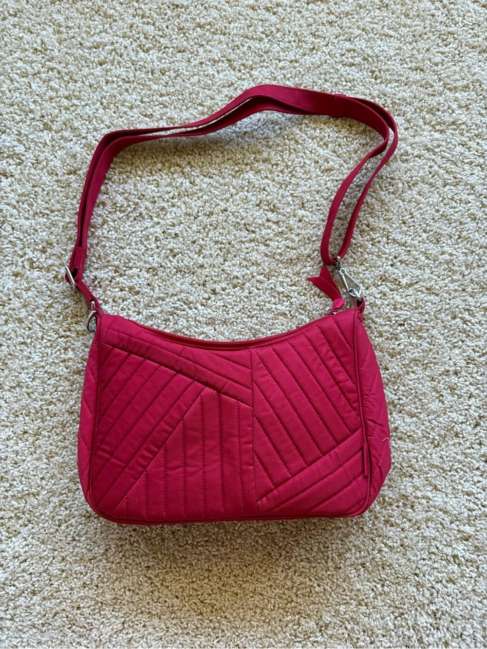 Vera Bradley Frannie Crescent Crossbody Cardinal Red Quilted‎ Shoulder Bag NWT