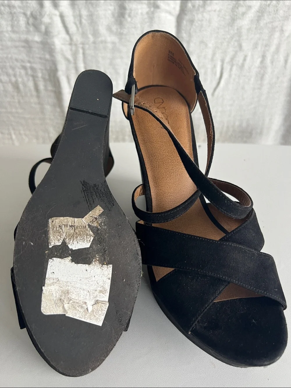 Abound Black Suede Crisscross Wedge Sandals