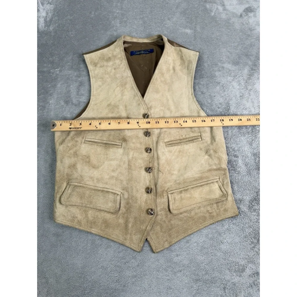 Vintage Brooks Brothers Suede Leather Vest Men's Size Medium Beige