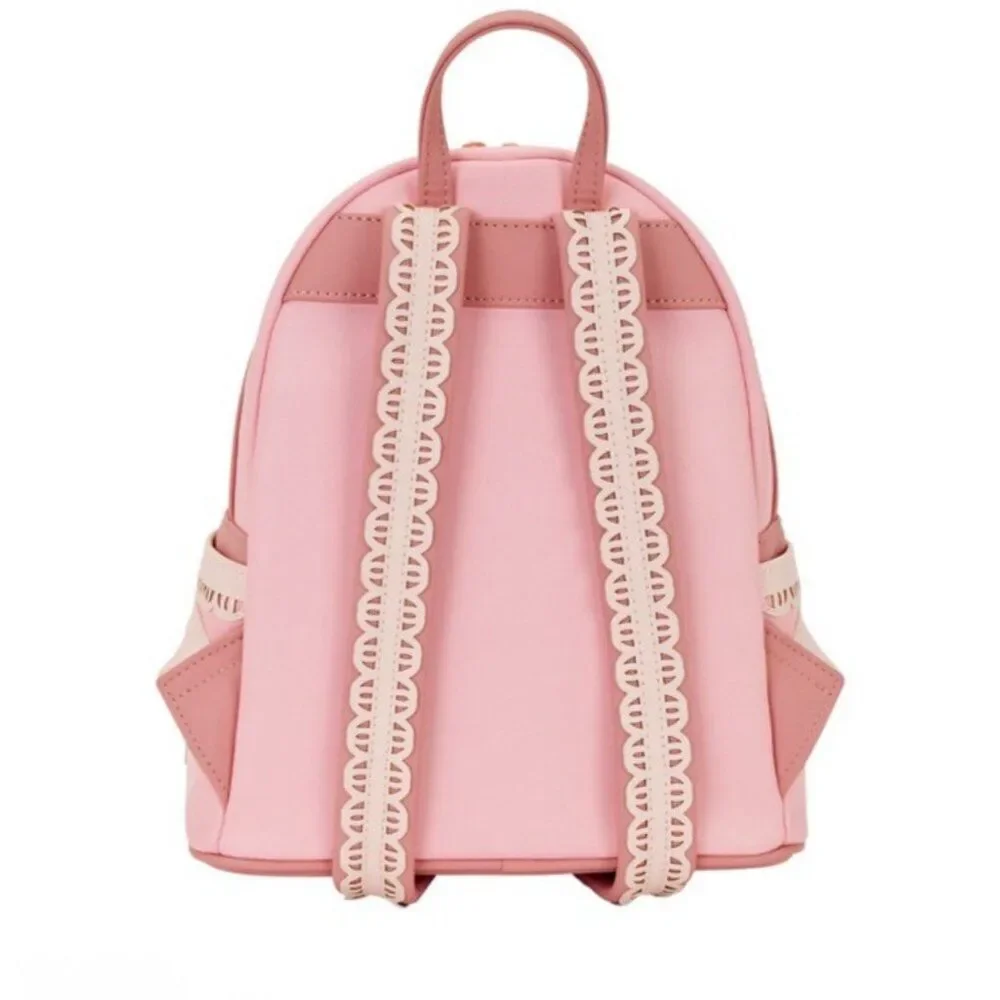 Loungefly Disney Princess Silhouettes Floral Lace Pink Backpack Belle Snow NWT