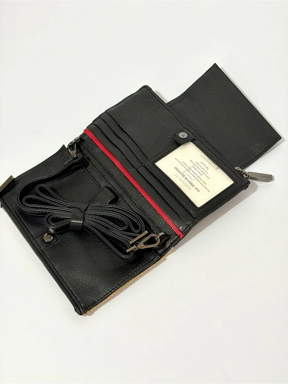 Hammitt Levy Leather Wallet/Crossbody in Chaparral Raffia With Gunmetal Hardware