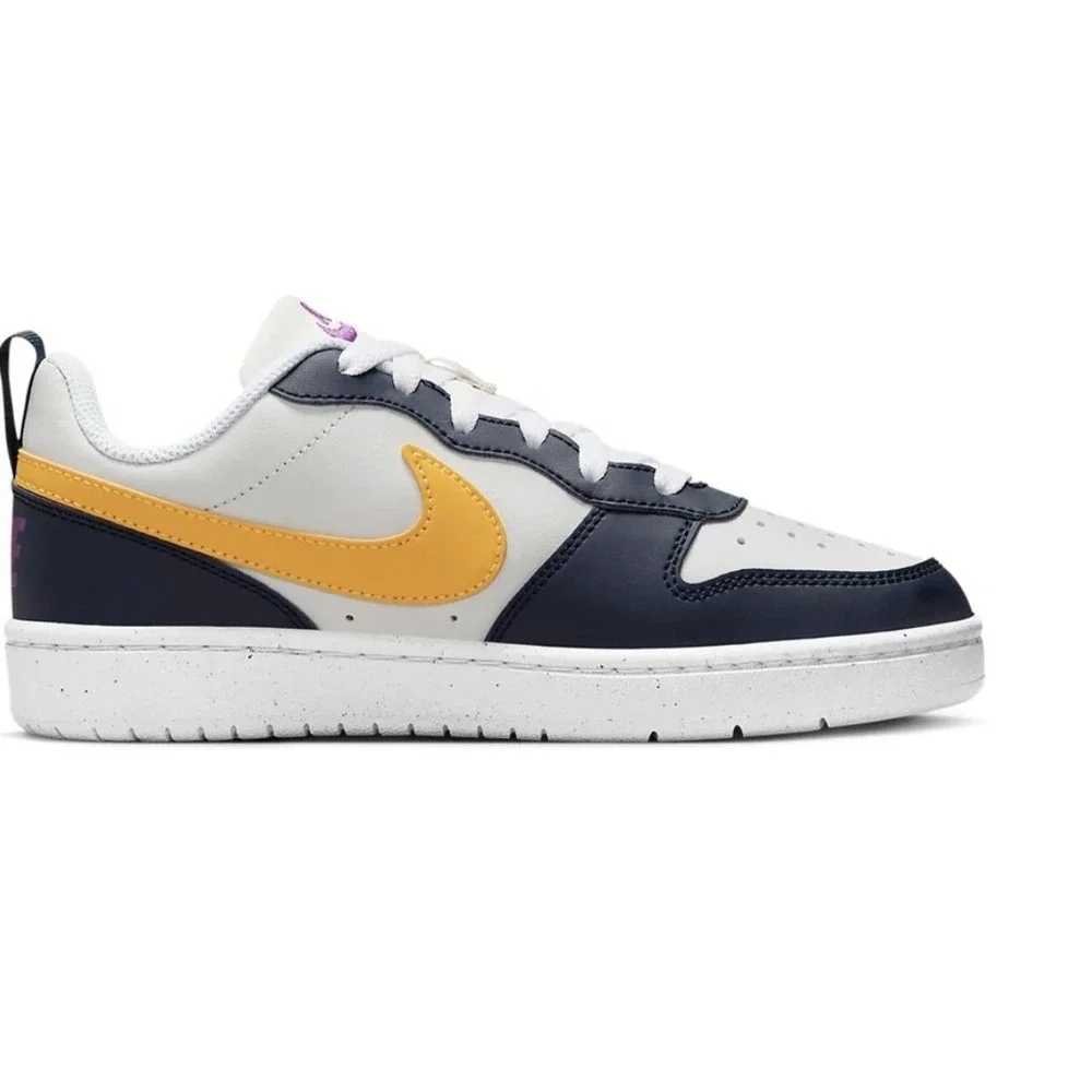 NIKE Court Borough Low Recraft (Gs) Size 7y Phantom University Gold-white NEW