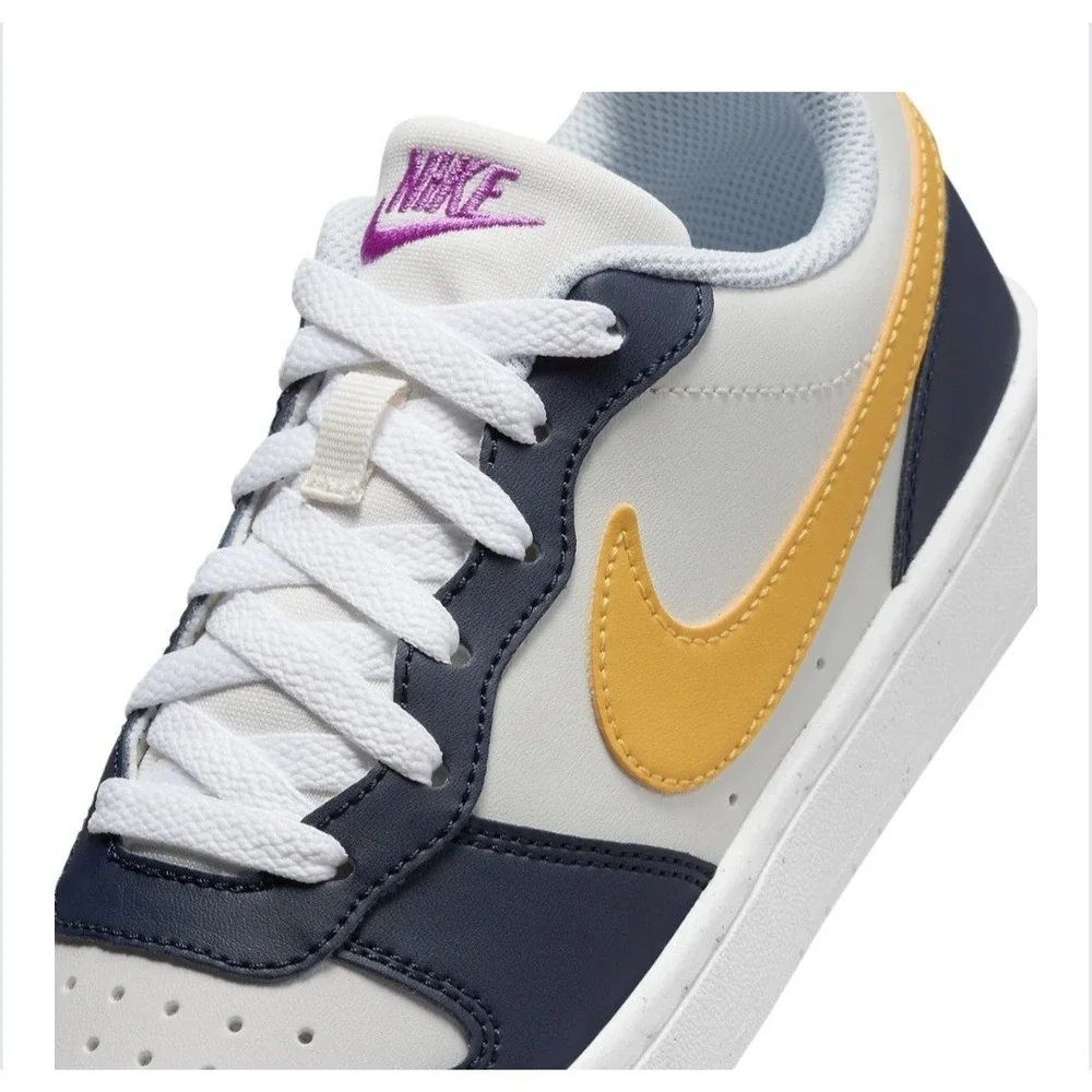 NIKE Court Borough Low Recraft (Gs) Size 7y Phantom University Gold-white NEW