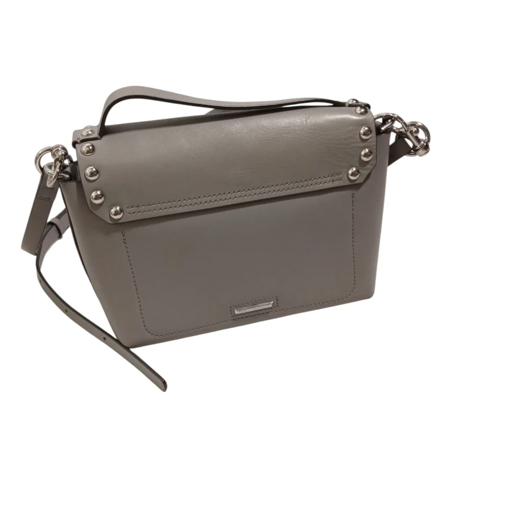 Rebecca Minkoff Gray Leather Studded Crossbody Bag with Adjustable Strap