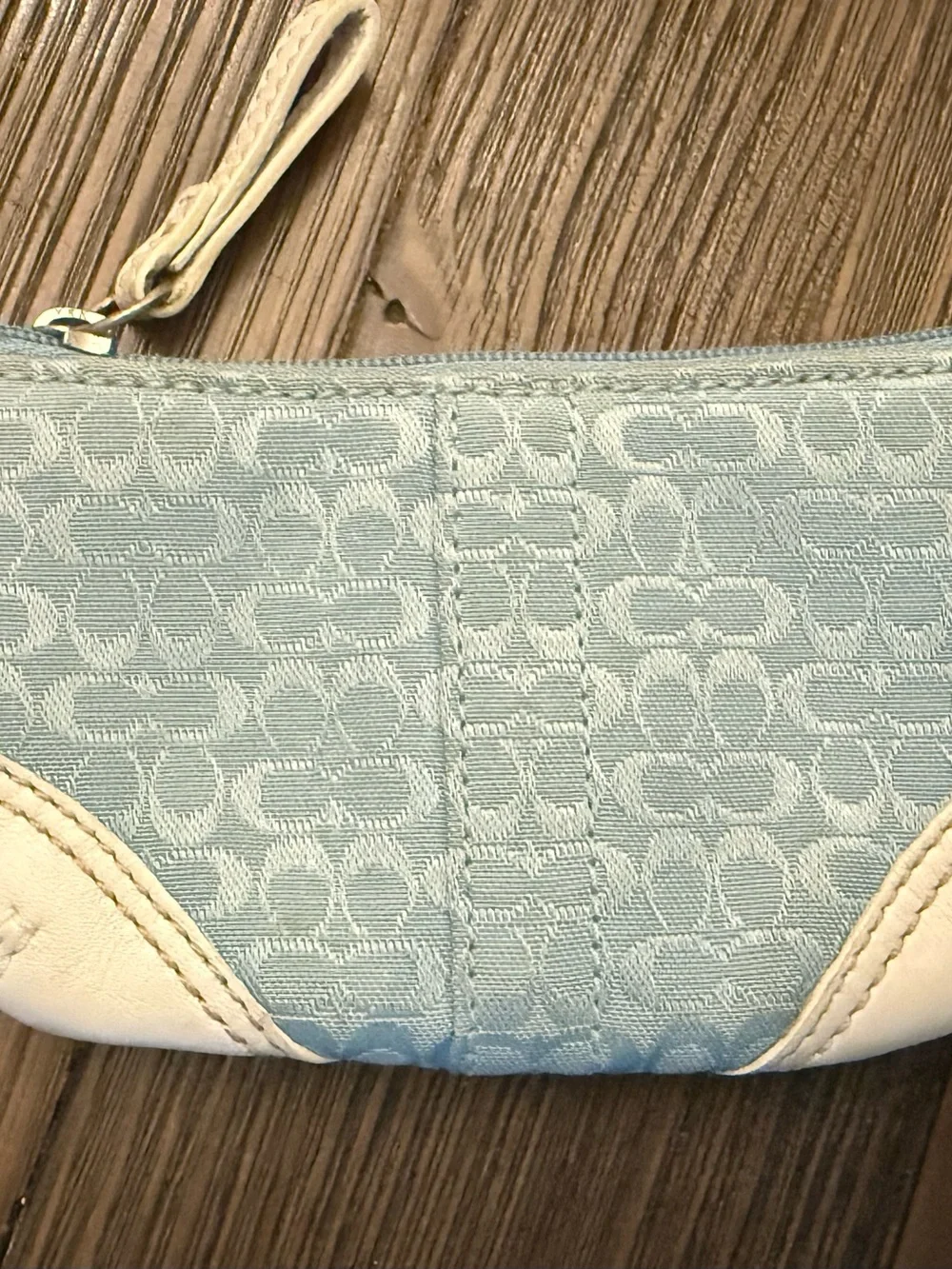 Coach Light Blue and Cream Signature Crossbody