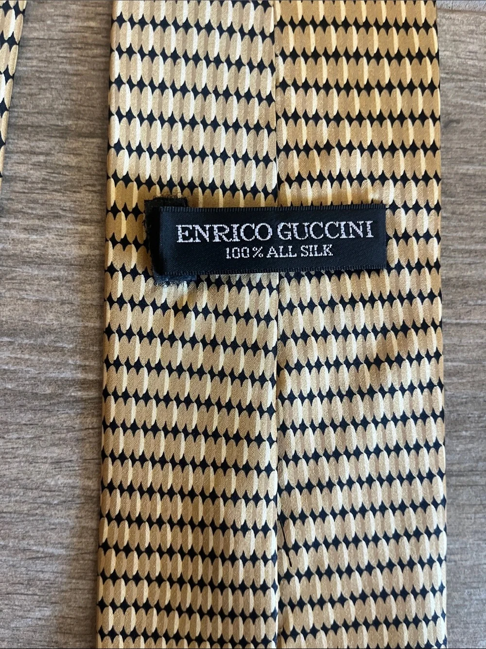 Classic Beige and Black Patterned Men's Tie