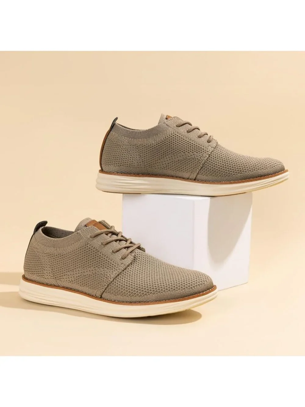 Bruno Marc Men's Khaki Ethylene Vinyl Acetate Lace up Lightweight Sneakers