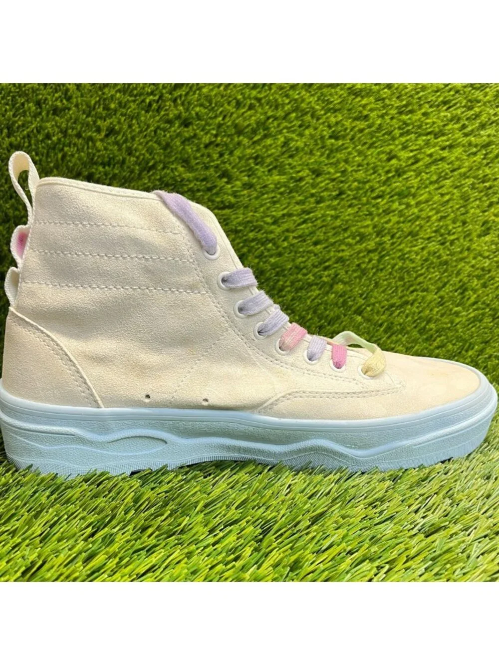 Vans Sentry WC High Mens Size 10 Beige Blue Pink Athletic Suede Shoes Sneakers