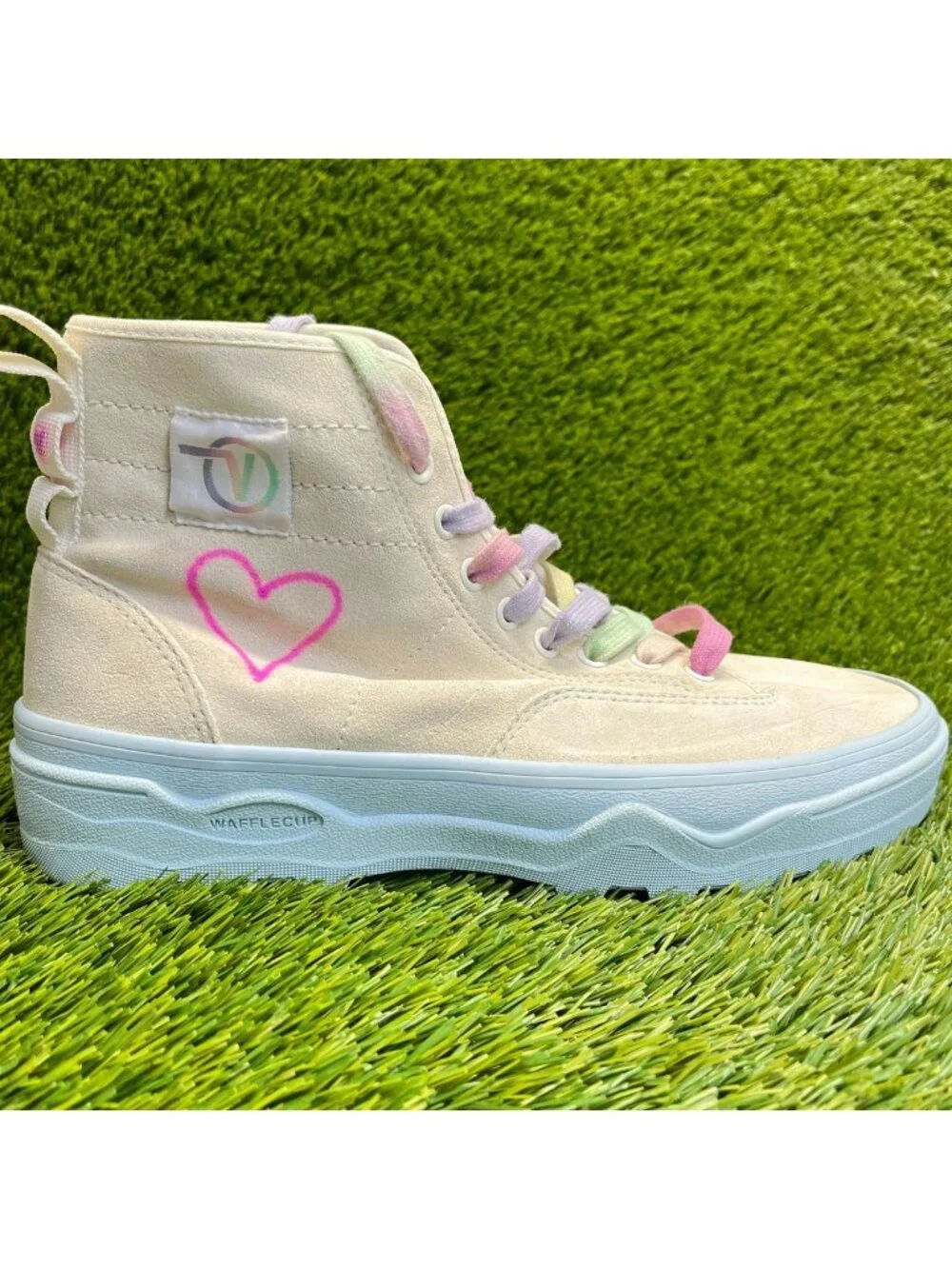 Vans Sentry WC High Mens Size 10 Beige Blue Pink Athletic Suede Shoes Sneakers
