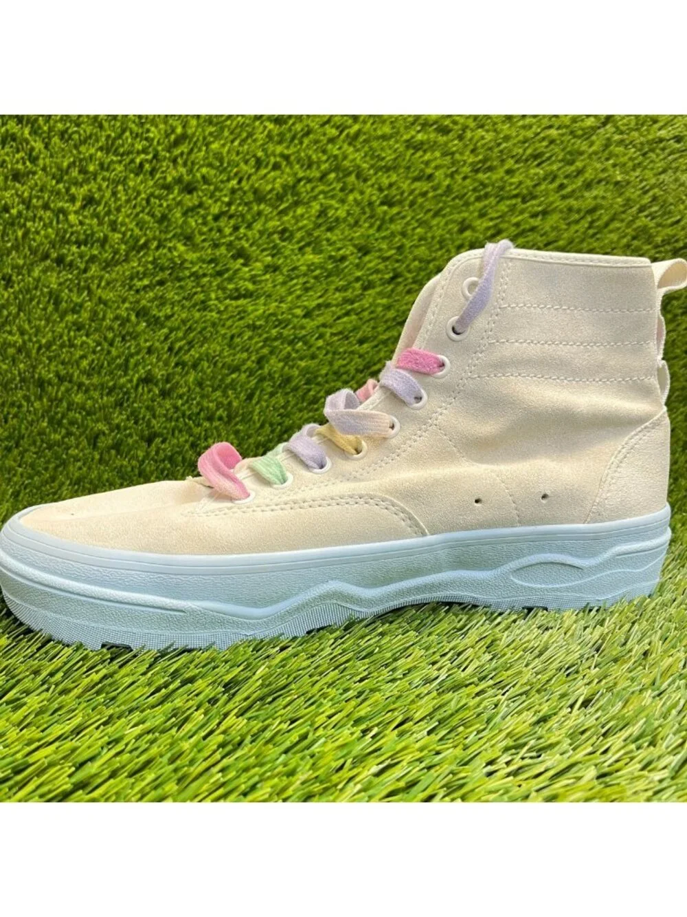 Vans Sentry WC High Mens Size 10 Beige Blue Pink Athletic Suede Shoes Sneakers