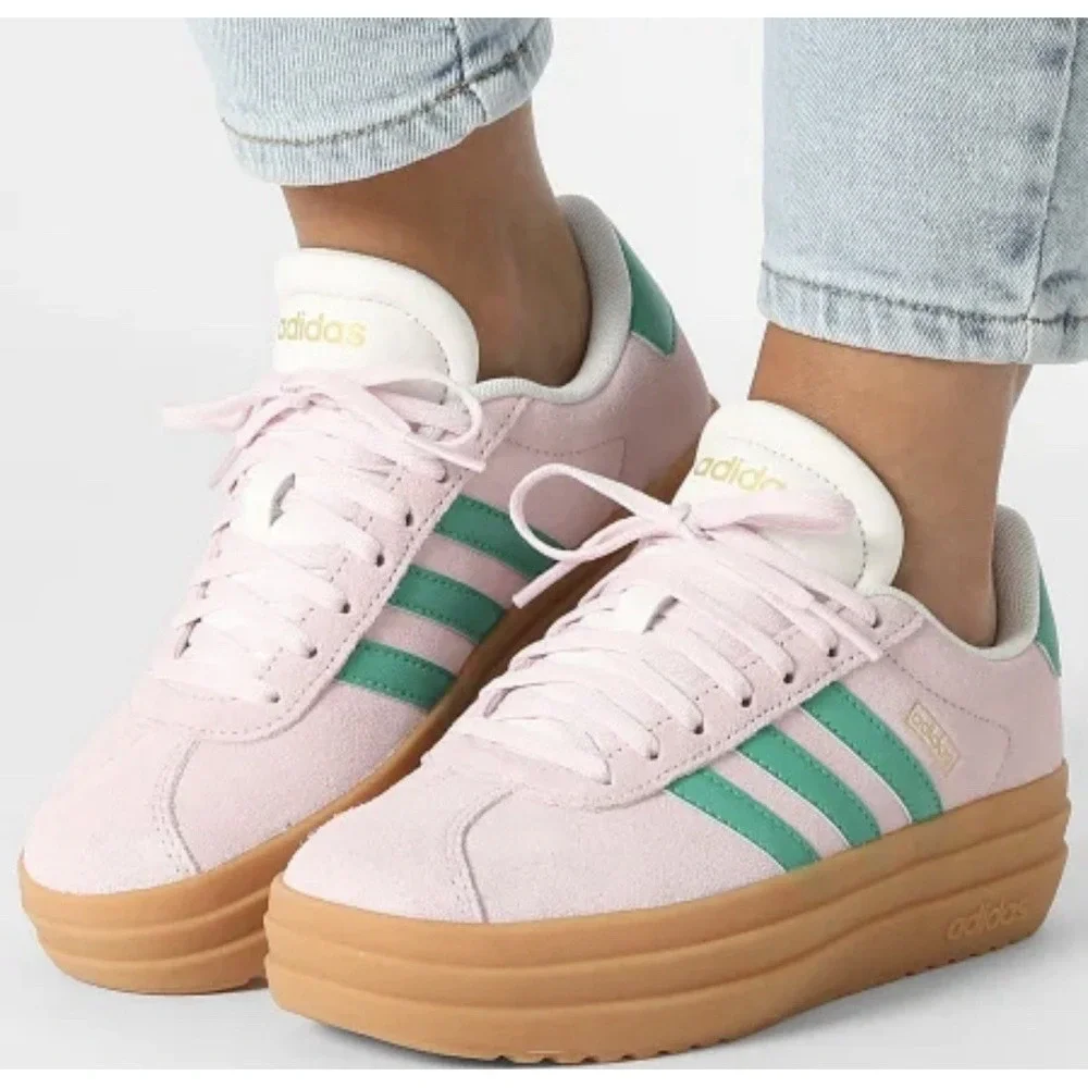 Adidas Women's Size 6 VL Court Bold Clear Pink Green Platform Sneaker NEW JP6916