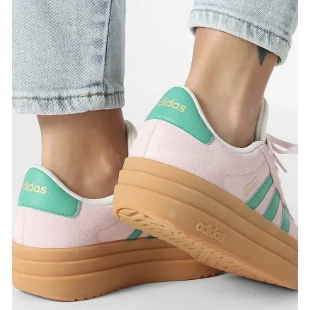 Adidas Women's Size 6 VL Court Bold Clear Pink Green Platform Sneaker NEW JP6916