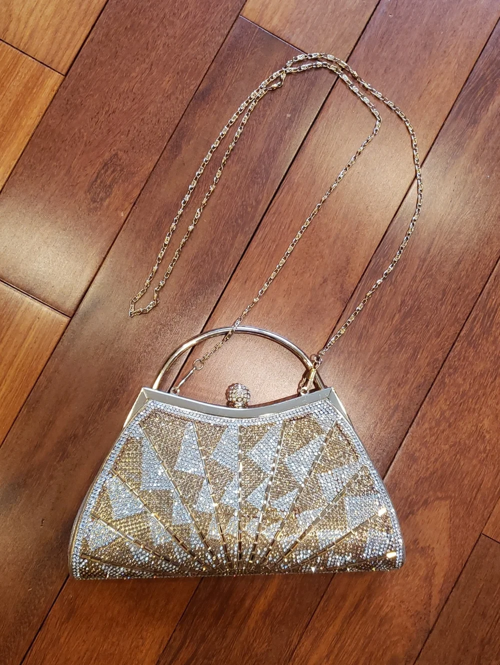 Crossbody or Clutch, Gold and Silver Sequin and Rhinestone bag