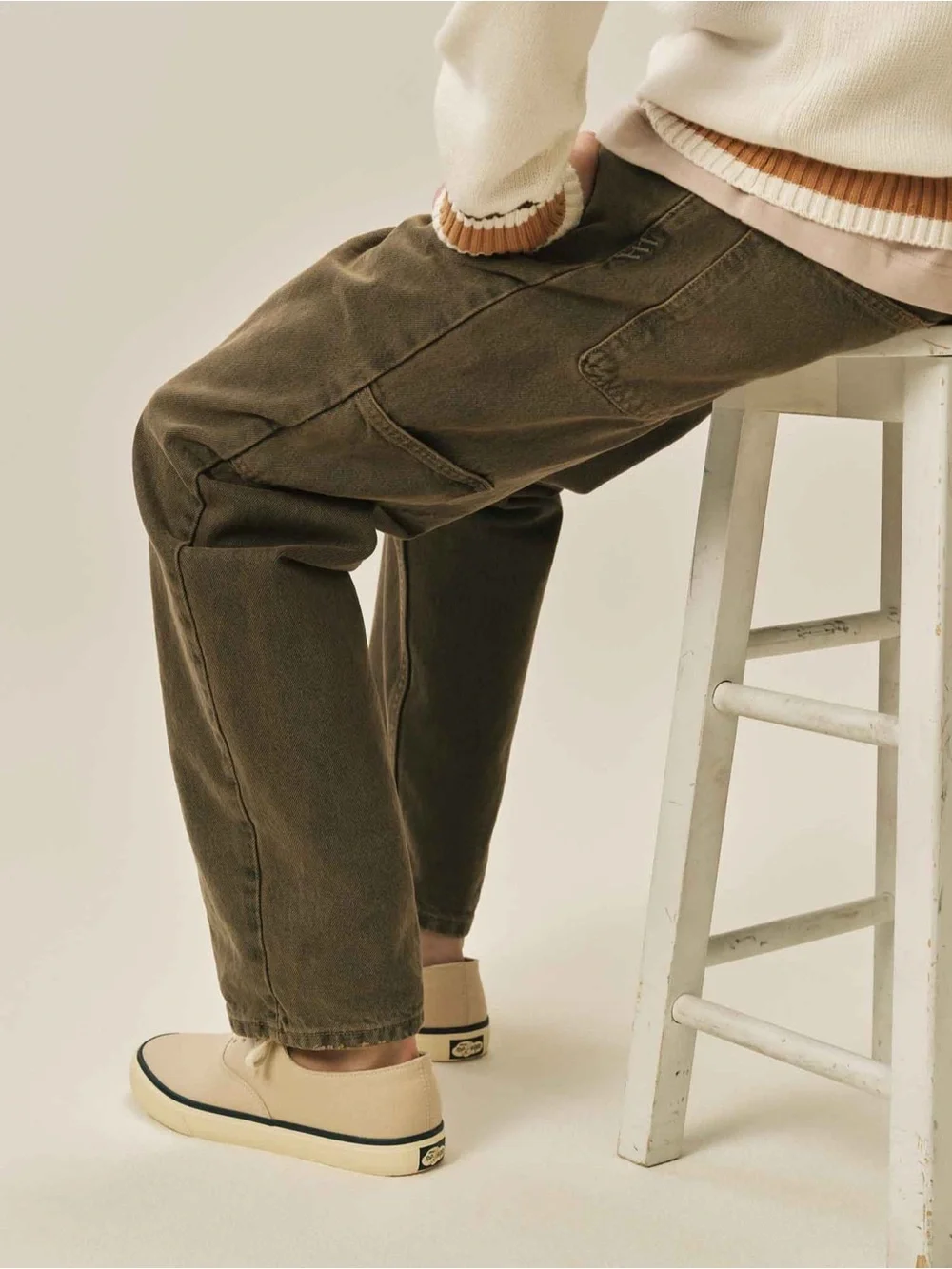 CVO Sneaker Vulcanized Sneaker, Flat Heel  Canvas Low-Top Sneakers in Beige