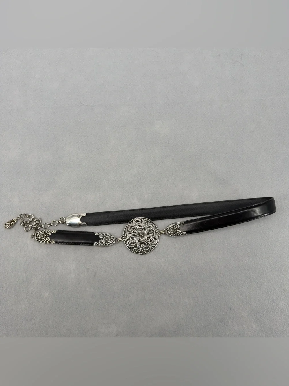 Brighton Vintage 49053 Black Leather Chain Belt