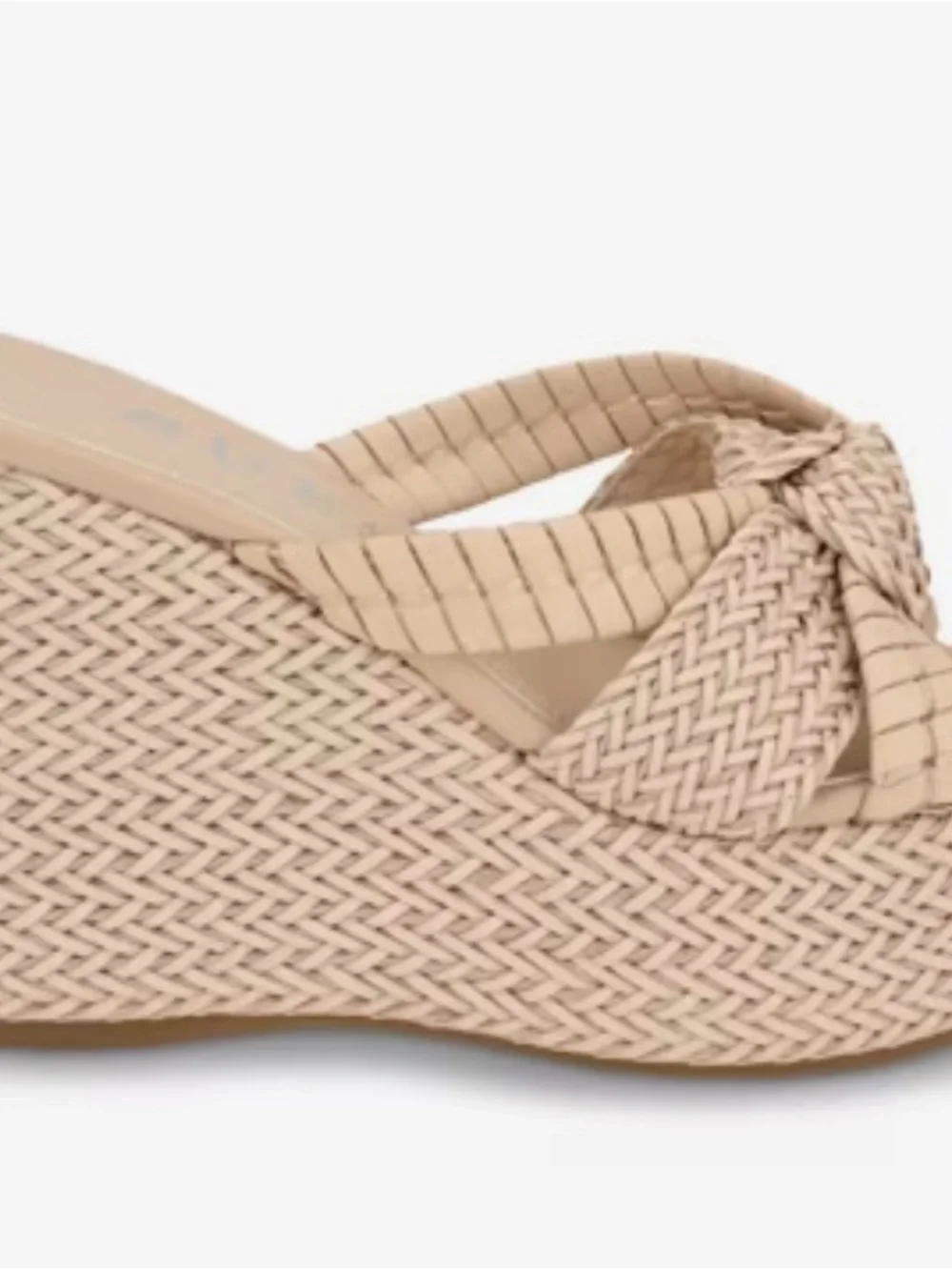 GUESS Women's Evah Beige Woven Platform Wedge Sandals