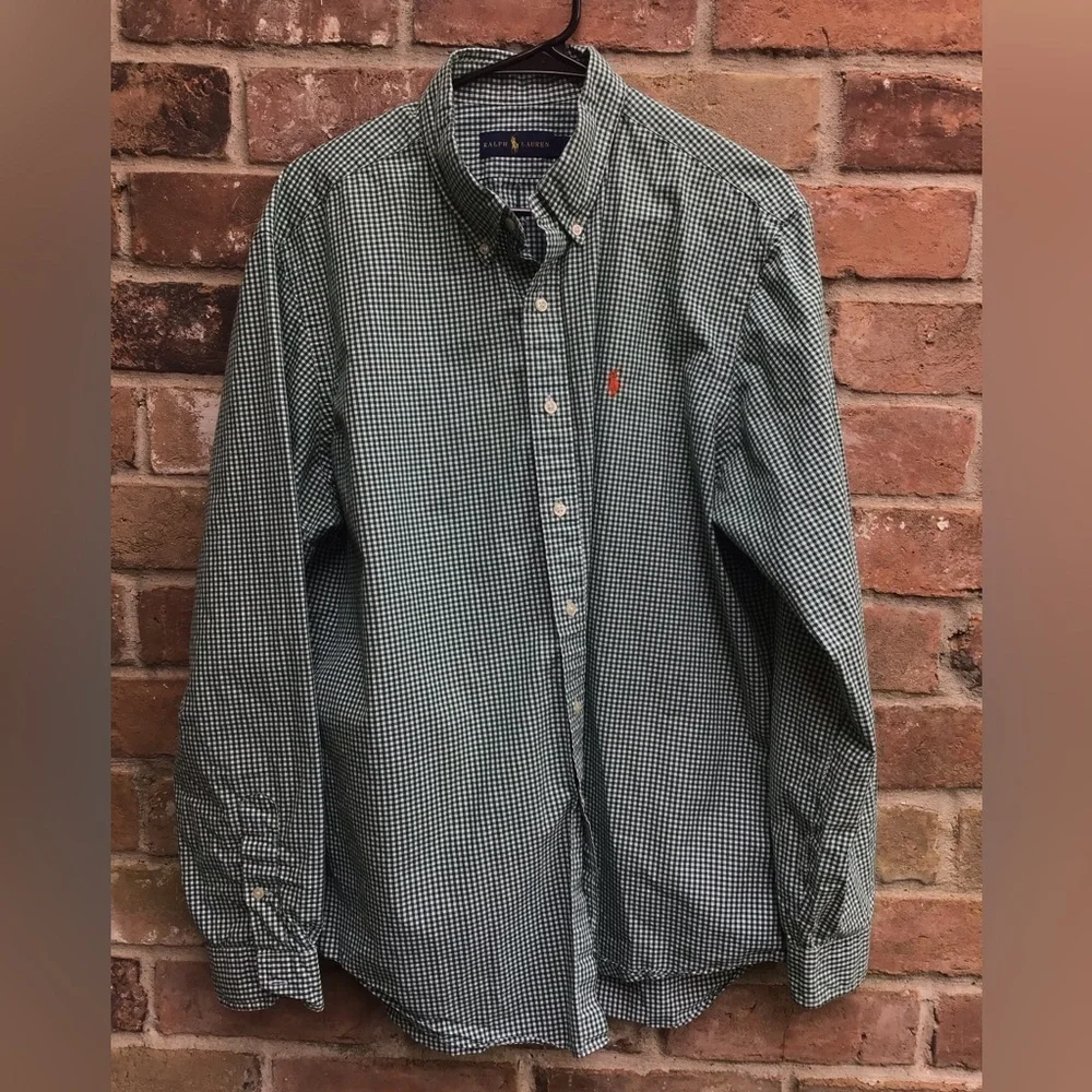 Polo by Ralph Lauren Green Checkered Men's Shirt