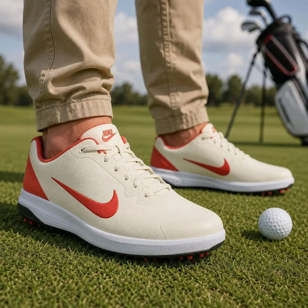 Nike Golf Shoes Mens 8 Cream Orange Infinity Fitsole Sail Magic Ember Swoosh