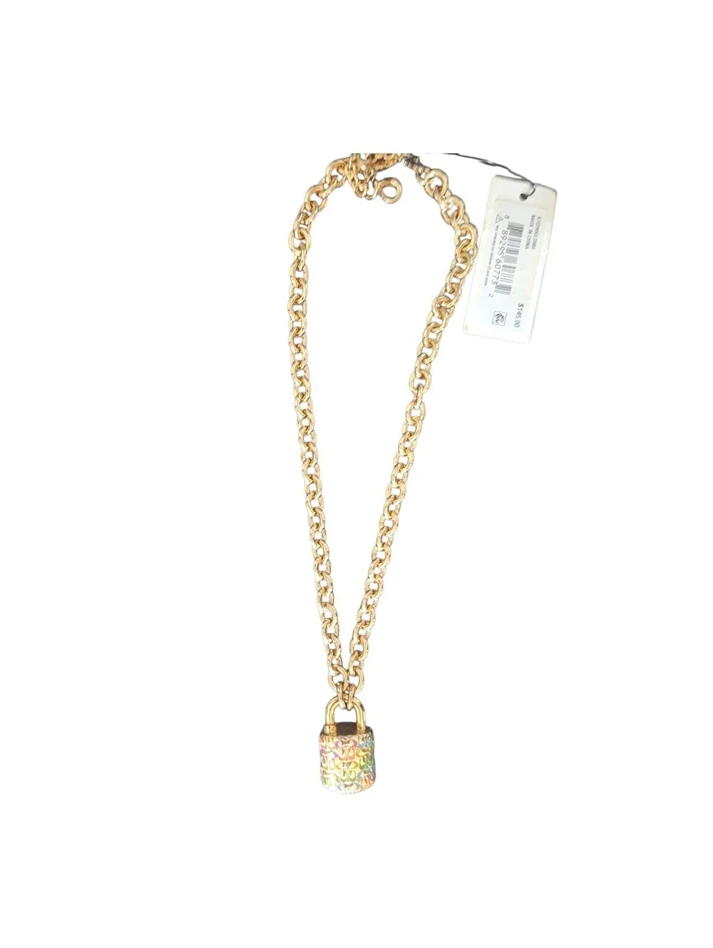 Coach Quilted Padlock Necklace