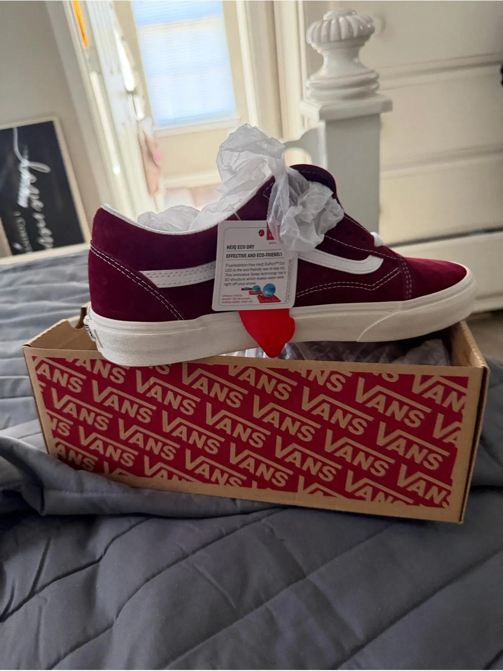 Vans Red and Brown Shoe Box with Shipping Label