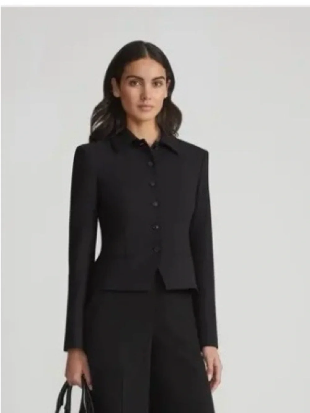 Lafayette 148 New York Black Fitted Button-Front Jacket