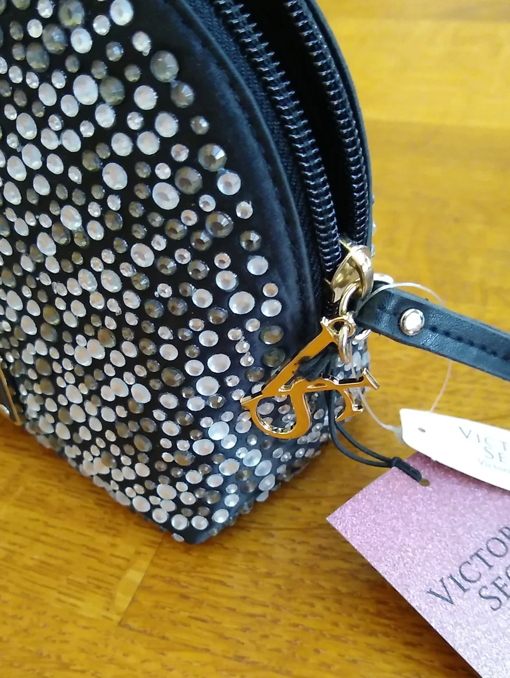 Victoria's Secret Black Cosmetic Pouch with Silver Rhinestones