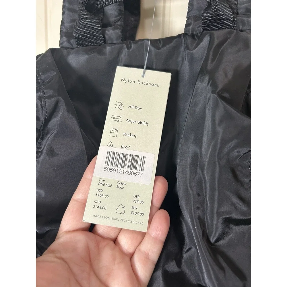 NWT Sweaty Betty Nylon Rucksack Backpack Black Lightweight Travel Gym Everyday