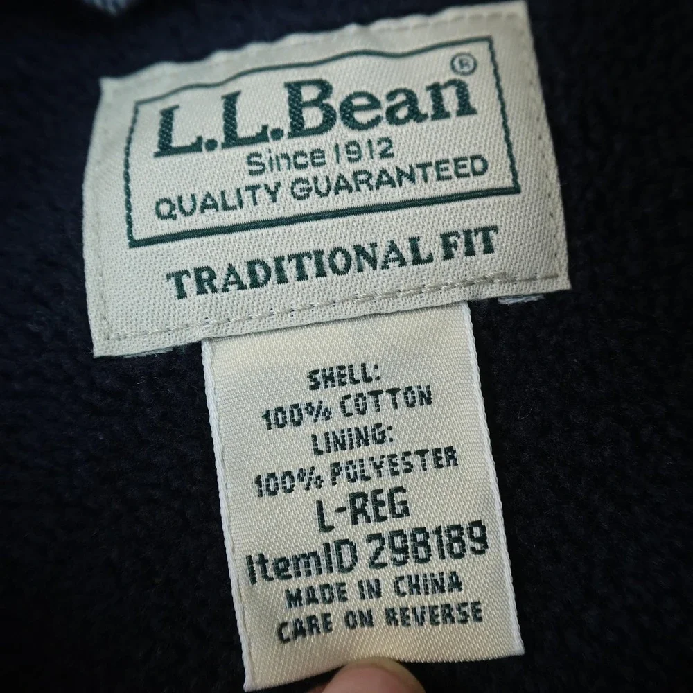 LL‎ Bean Jacket Mens L Blue Plaid Fleece Lined Flannel Shirt Shacket Button Up