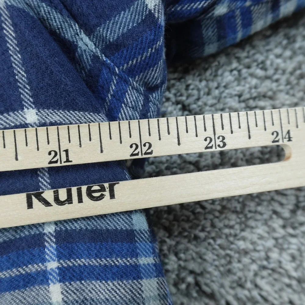 LL‎ Bean Jacket Mens L Blue Plaid Fleece Lined Flannel Shirt Shacket Button Up