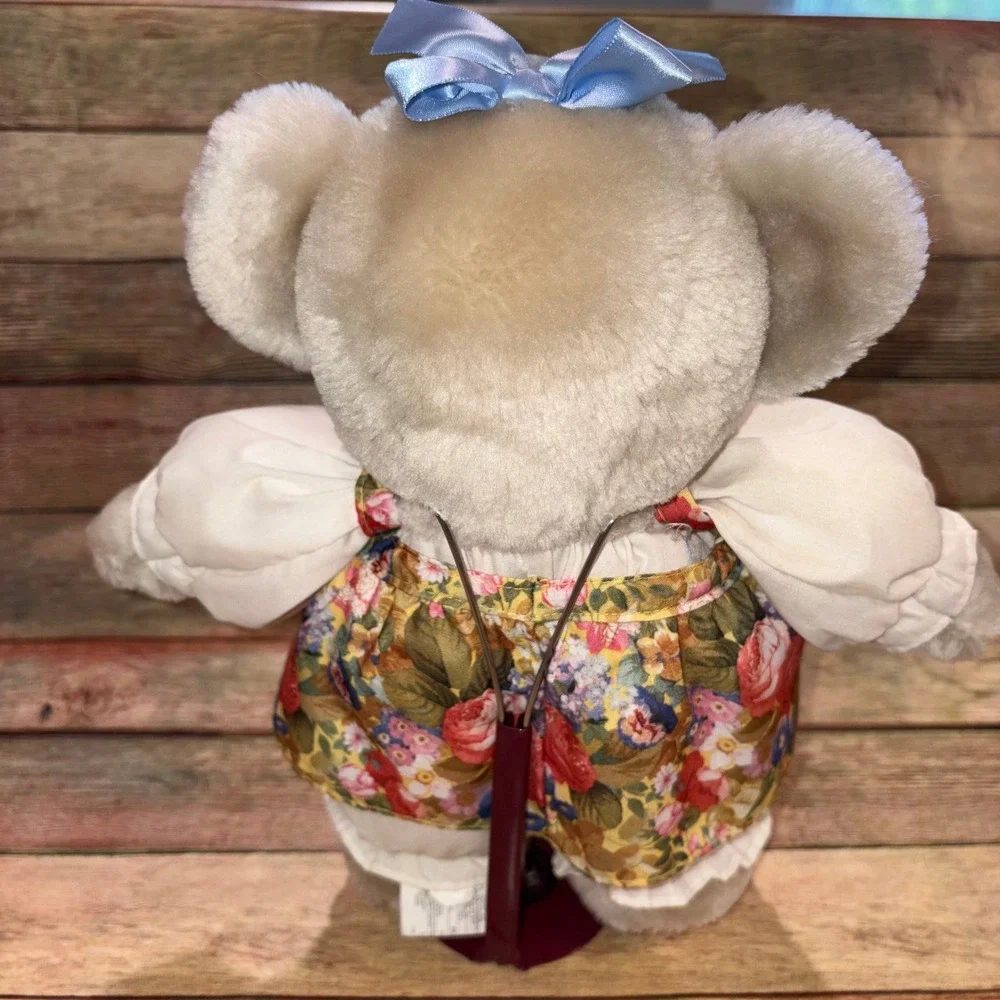 Floral Jumper Mother and Cub Plush Toy Vintage Unisex Small Cream Hallmark