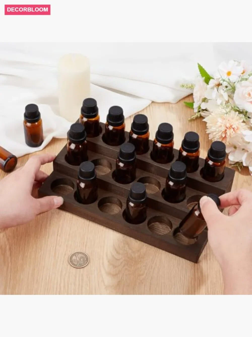 Wooden 3-Tier 18 Slots Essential Oil Organizer Display Stand