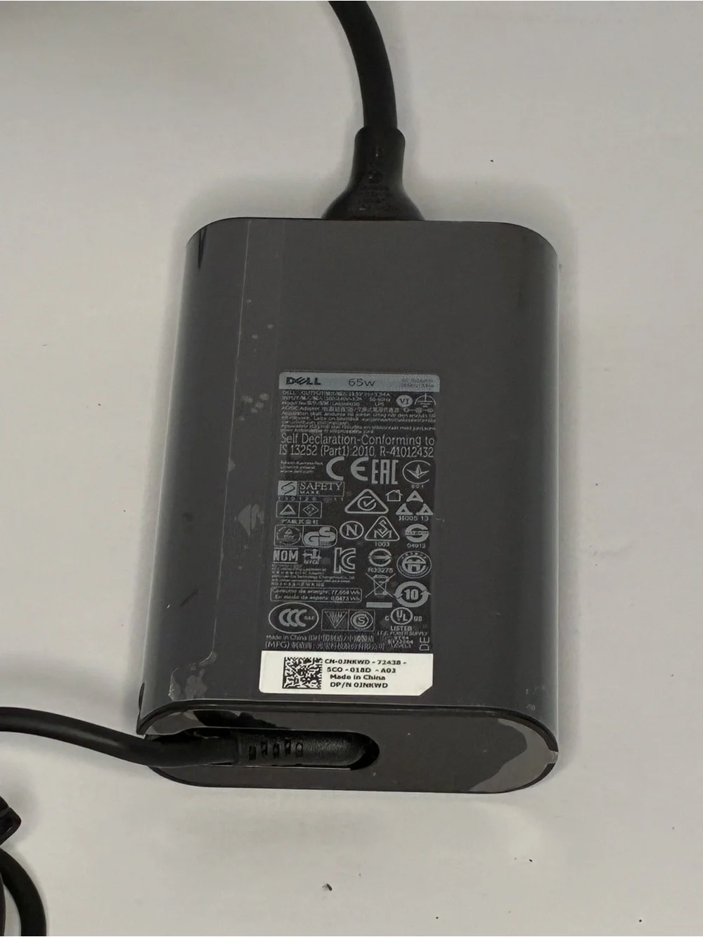 Dell Dark Gray and Black Laptop Charger Adapter
