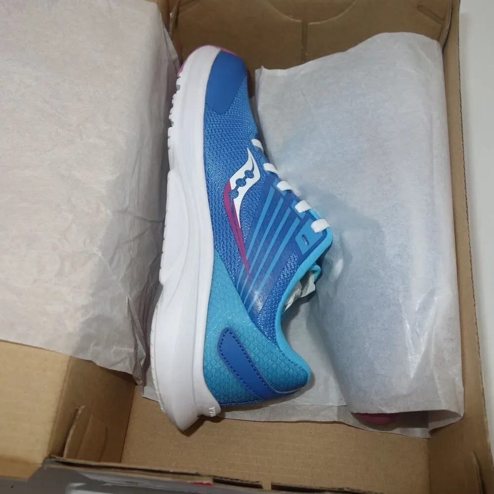 NEW Saucony Kinvara 12 Sneakers Lace Up Running Shoes Blue Pink Big Girl's 7