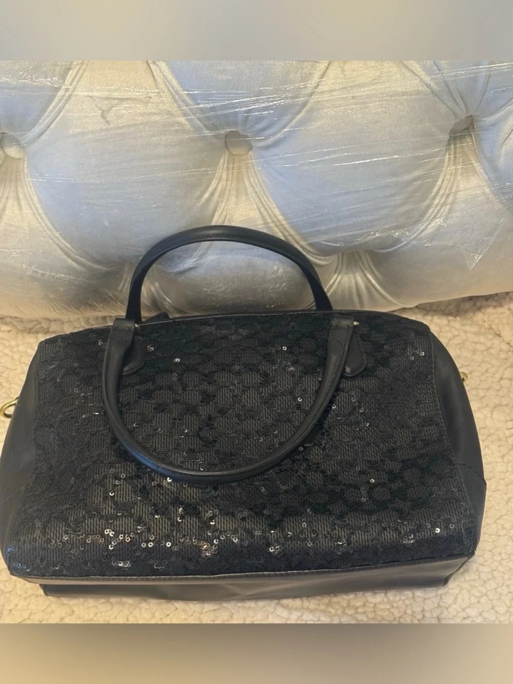 Pre-Loved Y2K-era Coach Poppy Signature Sequin East/West Satchel Crossbody Bag