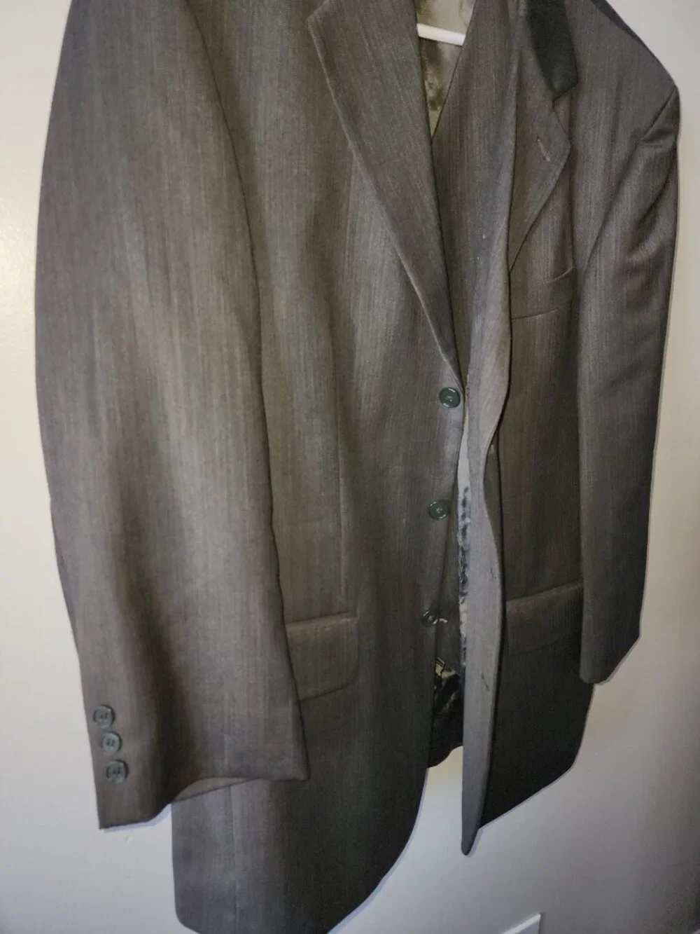 Oscar de la Renta Jacket Men’s 42R Wool Cashmere Blazer & Vest Set Gray Brown