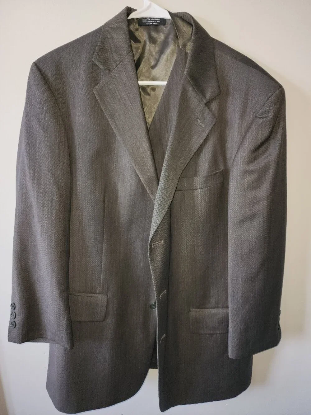 Oscar de la Renta Jacket Men’s 42R Wool Cashmere Blazer & Vest Set Gray Brown