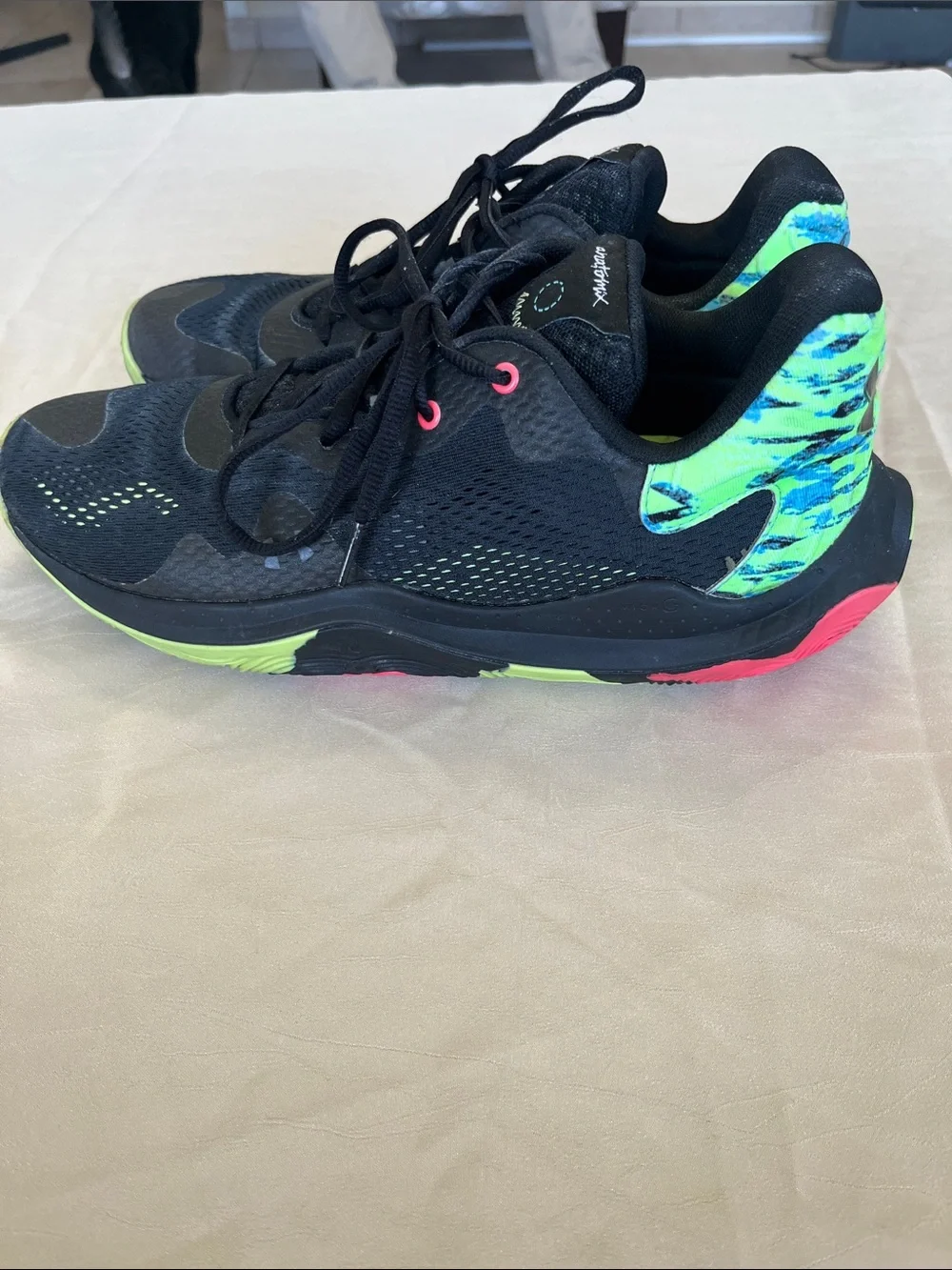 Under Armour Black and Neon Green Athletic Shoe (Men's Size 10)