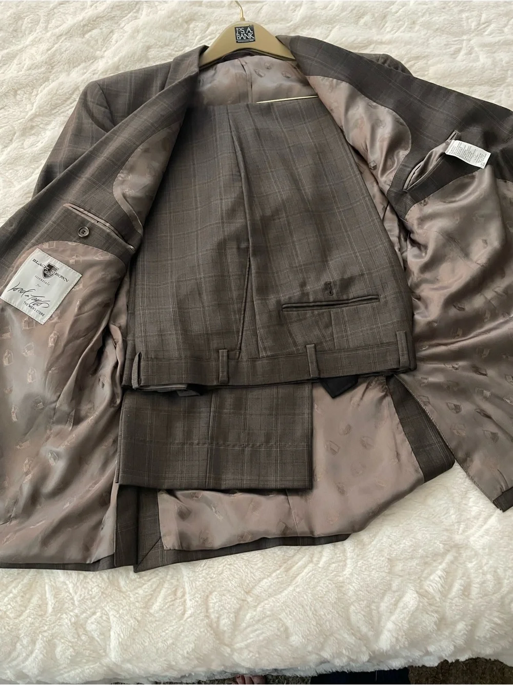 Design Lab Lord & Taylor Men's Plaid Brown Suit Set