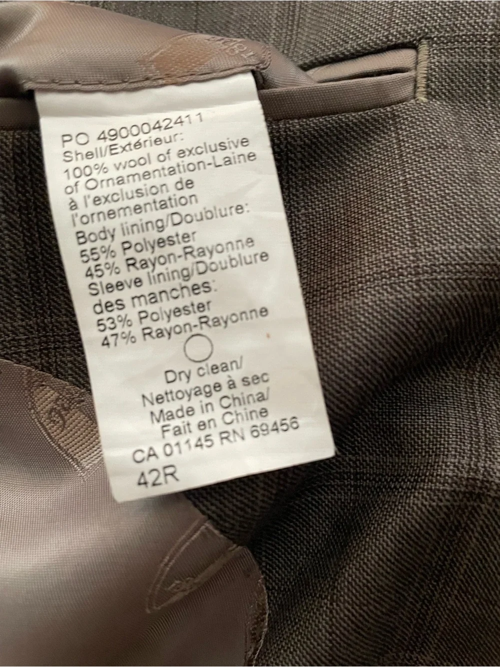 Design Lab Lord & Taylor Men's Plaid Brown Suit Set