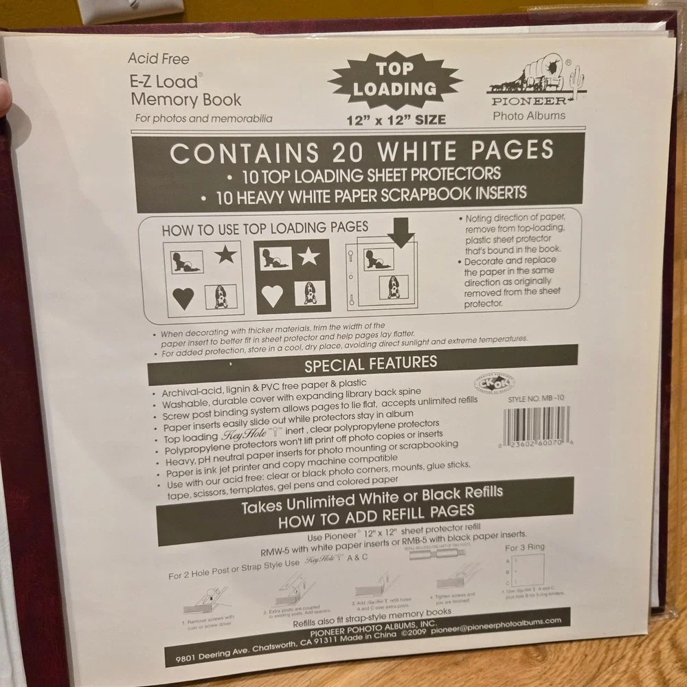 Pioneer Memory Book Scrapbook Album 12x12 Burgundy Expanding Spine 20 pages NEW