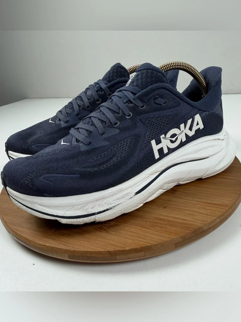 Hoka Clifton 10 Navy and White Cushioned Running Sneakers